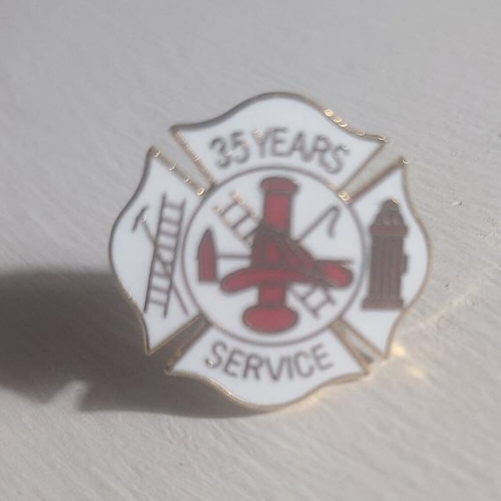 Fire Fighter Fireman Woman 35 Years Vintage Lapel Pin